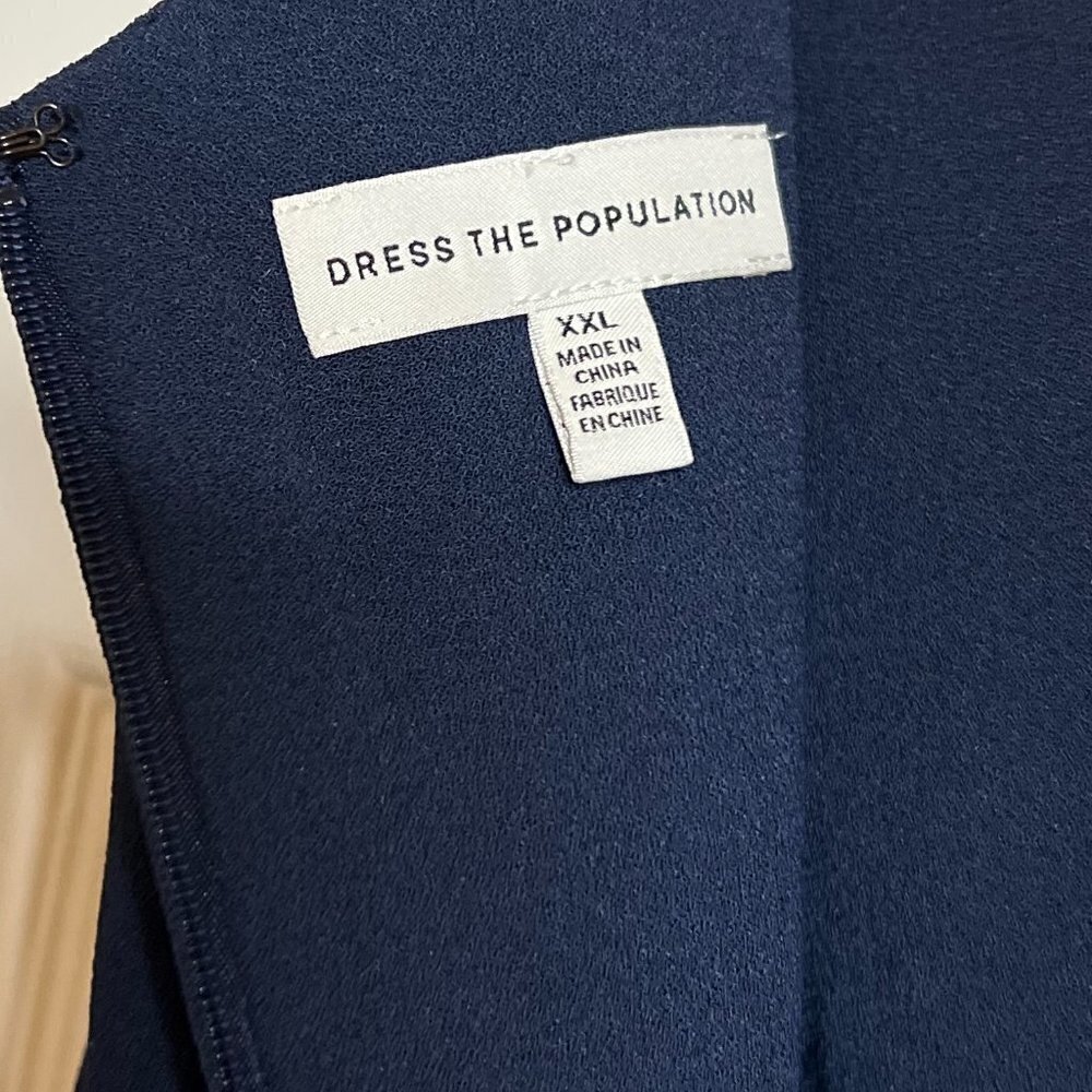 Dress The Population Sandra Plunge Crepe Trumpet Gown in Midnight Blue Size XXL - Picture 9 of 10